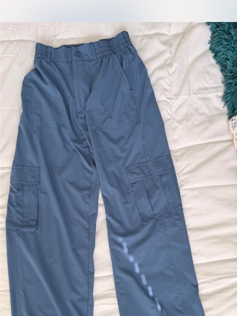 aerie Womans Slate Blue Cargo Pants with Elastic Waist